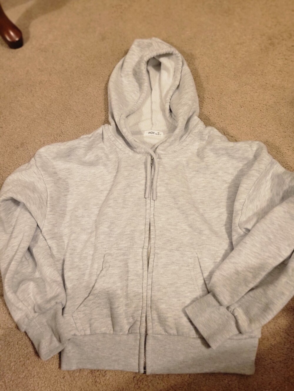 Fox Light Gray Full-Zip Hoodie